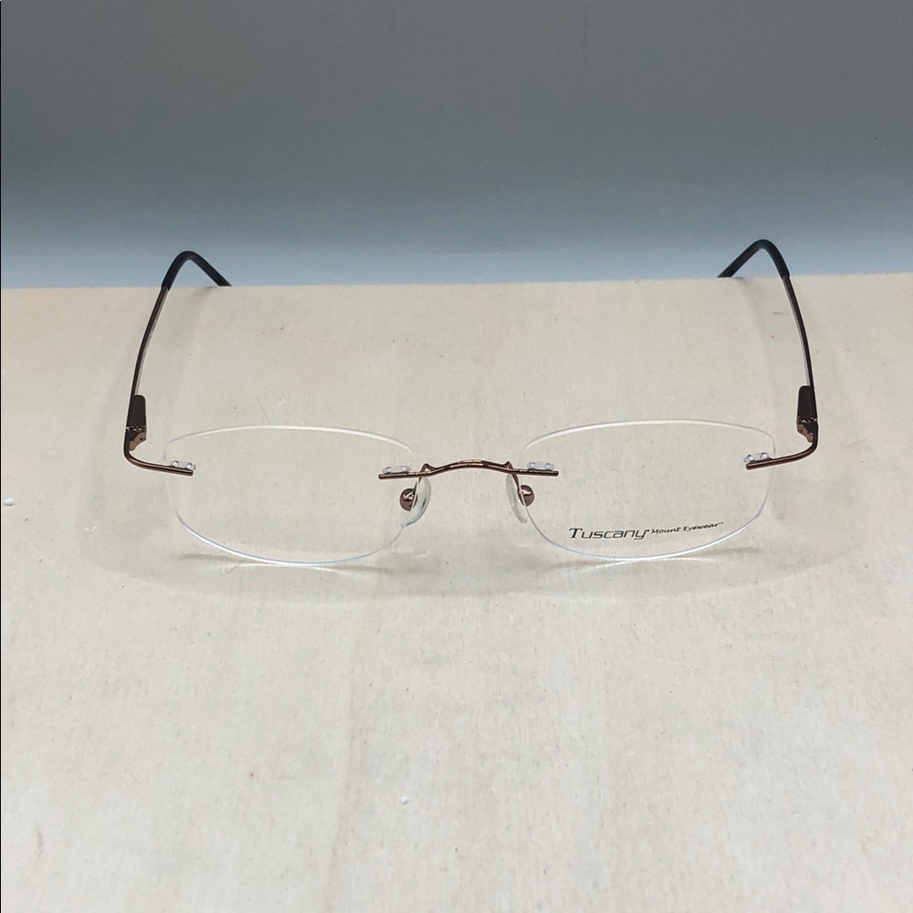 Tuscany  SLE Eyeglasses Rimless Sleek  50-19-145 Unisex Brown Lightweight Slim